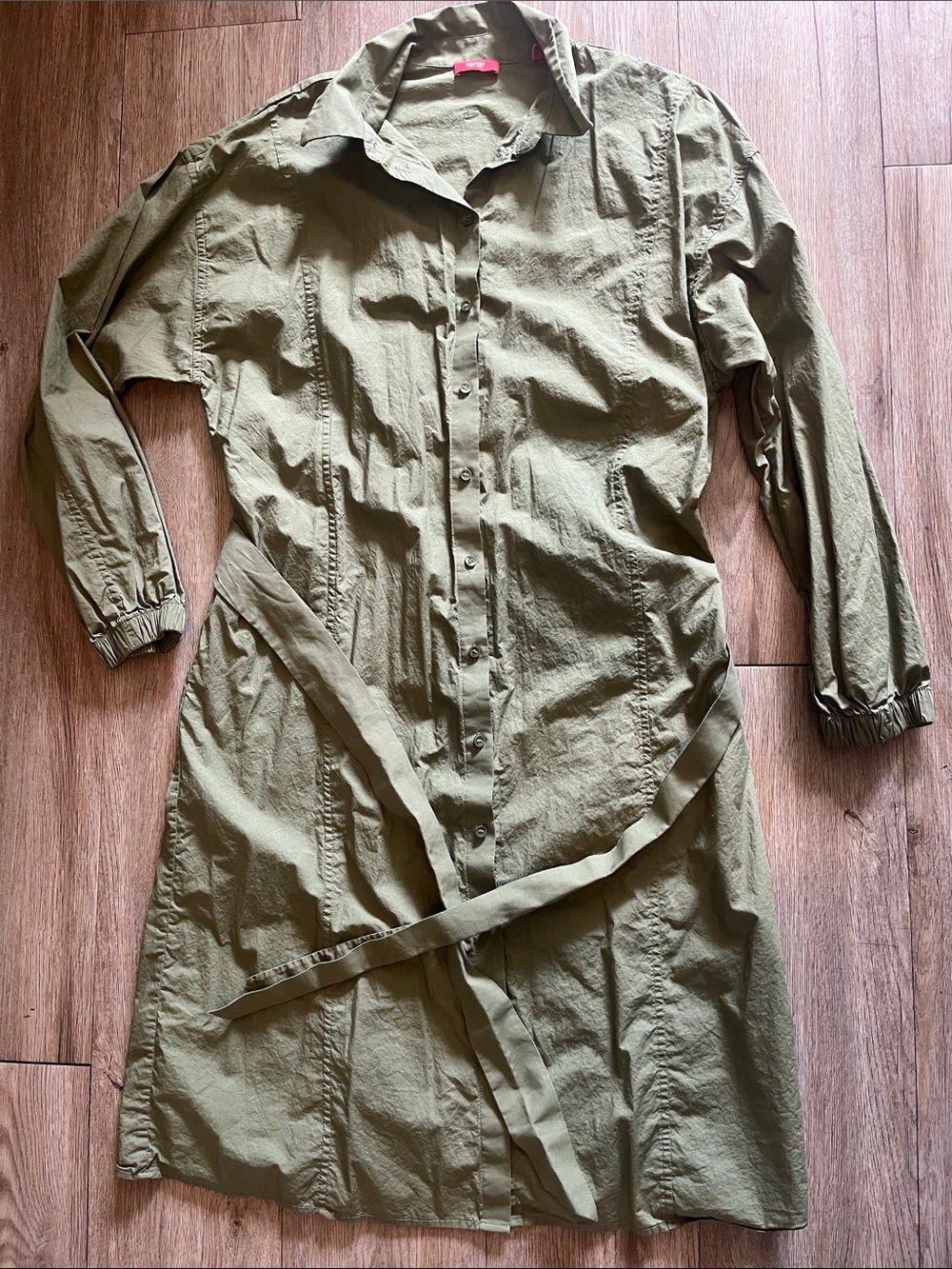 Esprit Olive Green Button-Up Shirt Tunic 100% Cotton